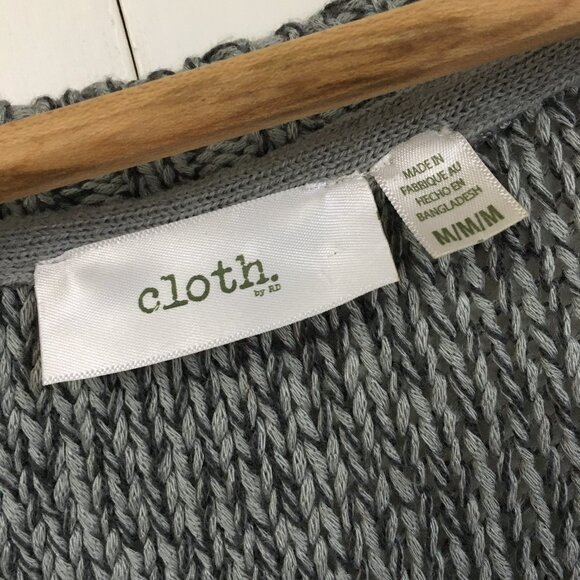 NWOT Grey Knit Drop Tail Hem Sweater With Acid Yellow Elbow Patches - Picture 9 of 16